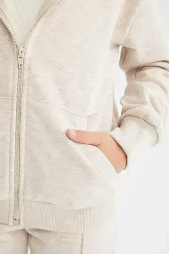 Girls' Basic Hooded Zip-Up School Jacket C8110A824AU - 5