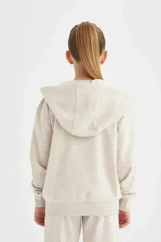 Girls' Basic Hooded Zip-Up School Jacket C8110A824AU - 6