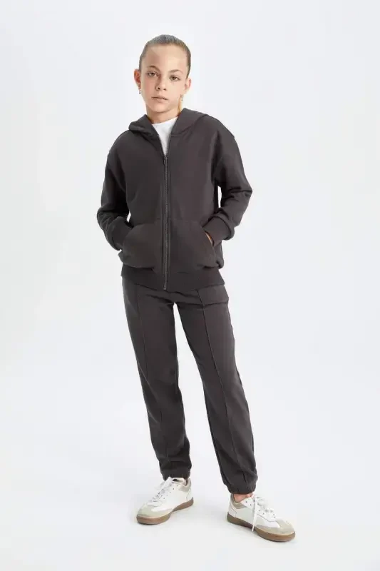 Girls Basic Hooded Zipper School Jacket C8110A824AU - 2