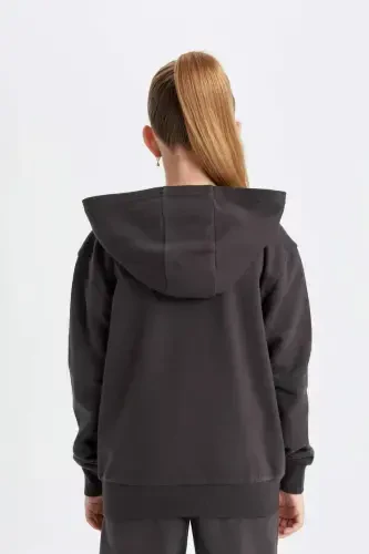 Girls Basic Hooded Zipper School Jacket C8110A824AU - 5