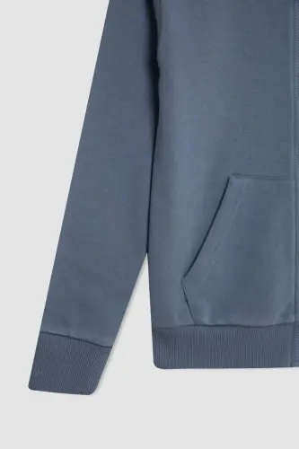 Girl's Basic Plain Hooded Zippered School Cardigan C8110A824AU-Gray - 5