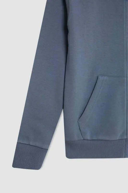 Girl's Basic Plain Hooded Zippered School Cardigan C8110A824AU-Gray - 5