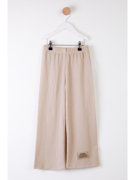 Girls Beige Embroidered Sweatpants - 25488 - 1