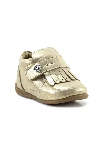 Girl's Beige Glittery Leather Orthopedic Support First Step Boots - MNPC (1)