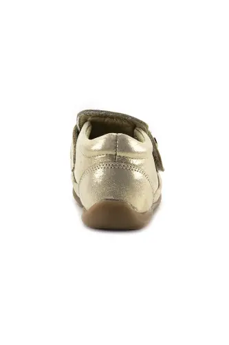 Girl's Beige Glittery Leather Orthopedic Support First Step Boots - 5