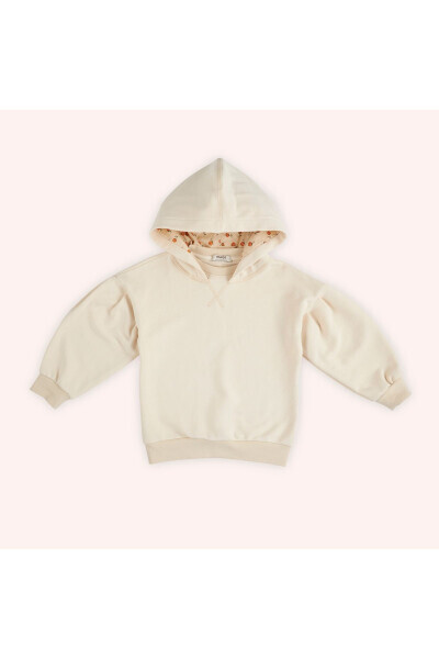 Girl's Beige Hoodie Sweatshirt - 3