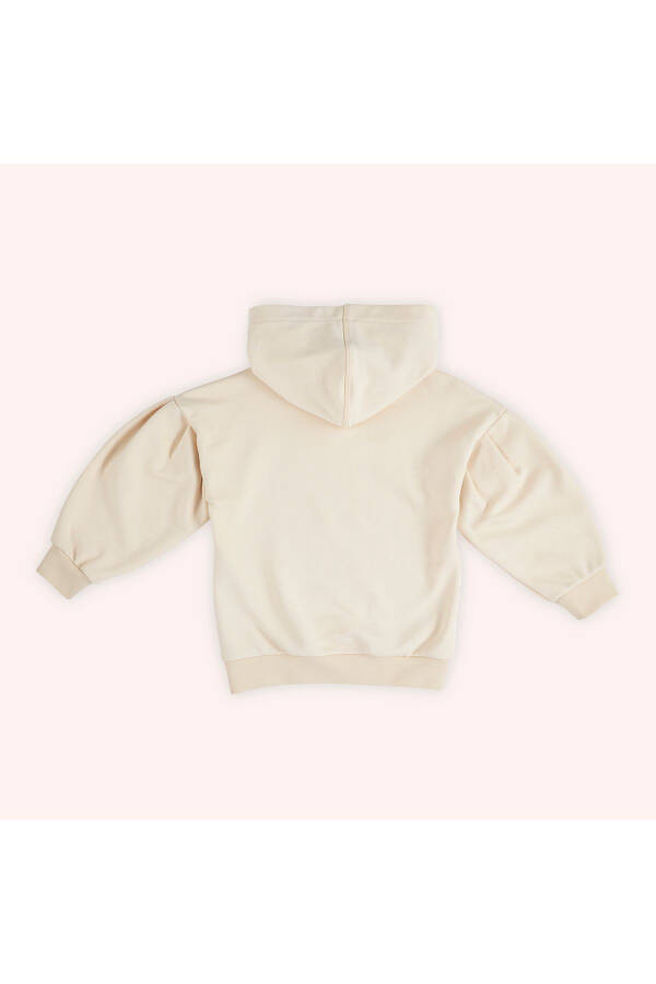 Girl's Beige Hoodie Sweatshirt - 4