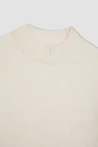 Girl's Beige Standard Fit Crew Neck Knitted Sweater C9553A824AU-Ecru - DEFACTO (1)