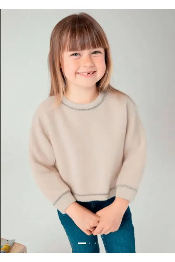 Girls' Beige Sweater 4353 - 1