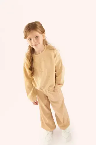 Girl's Beige Sweatshirt-037 - 3