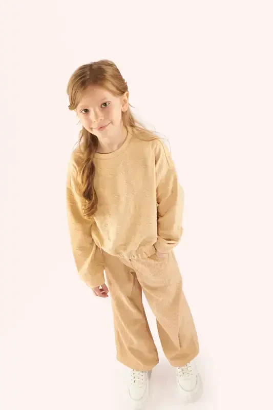 Girl's Beige Sweatshirt-037 - 3