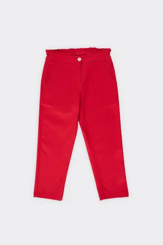 Girl's Belt Ruffle Detail Red Pants-0 - 3