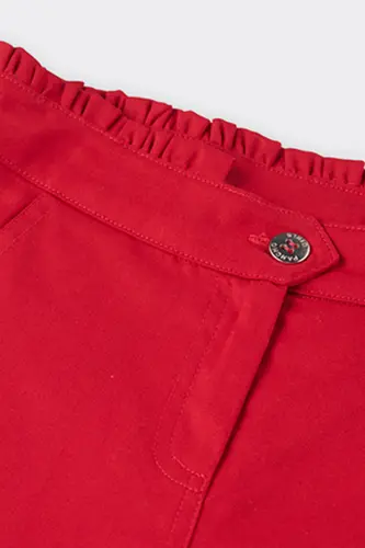 Girl's Belt Ruffle Detail Red Pants-0 - 5