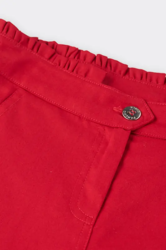 Girl's Belt Ruffle Detail Red Pants-0 - 5