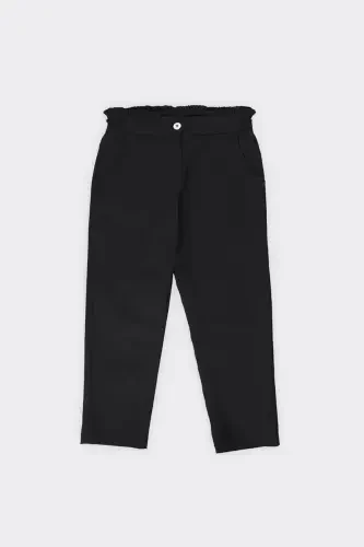 Girl's Belt Ruffle Detailed Black Pants-004 - PANÇO (1)