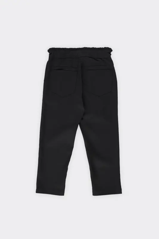 Girl's Belt Ruffle Detailed Black Pants-004 - 3