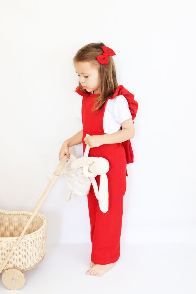 Girls Berlin Red Cotton Frilled Tulle Dress with Buckle Set - 35