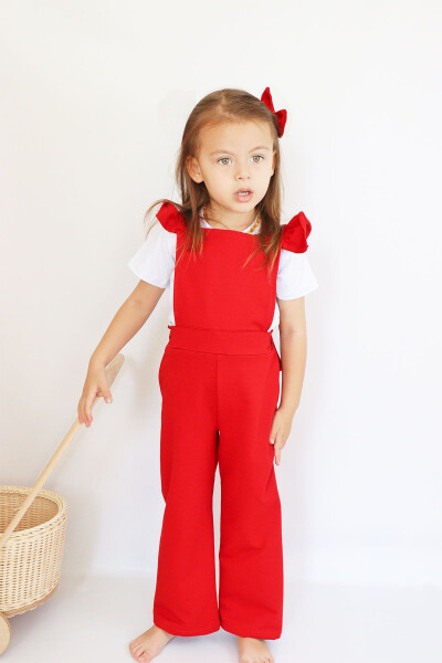 Girls Berlin Red Cotton Frilled Tulle Dress with Buckle Set - 40