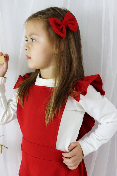 Girls Berlin Red Cotton Frilled Tulle Dress with Buckle Set - 27