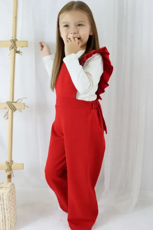 Girls Berlin Red Cotton Frilled Tulle Dress with Buckle Set - 4