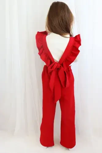 Girls Berlin Red Cotton Frilled Tulle Dress with Buckle Set - 6