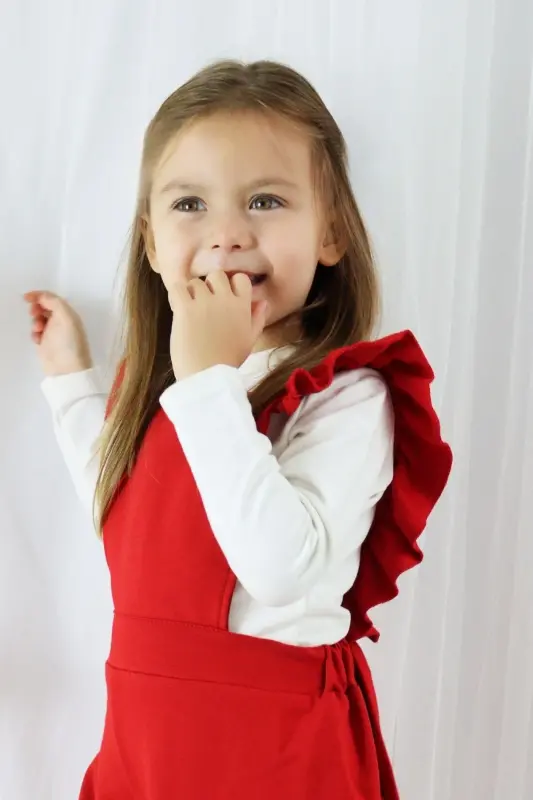 Girls Berlin Red Cotton Frilled Tulle Dress with Buckle Set - 5