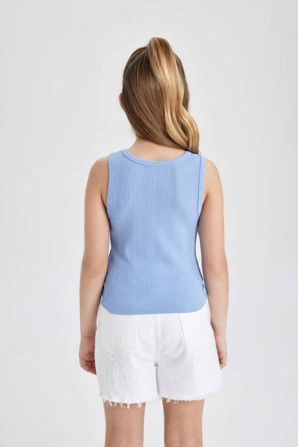 Girl's Bicycle Neck Basic Tank Top Blue - 6