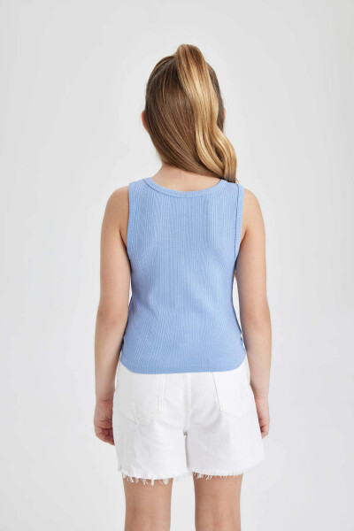 Girl's Bicycle Neck Basic Tank Top Blue - 10