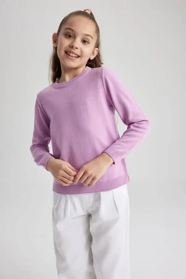 Girls' bike collar school sweater. - 1