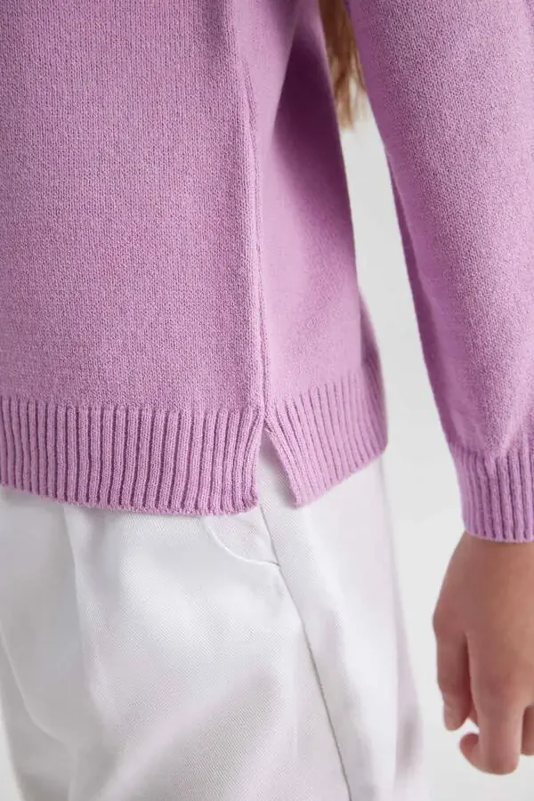 Girls' bike collar school sweater. - 5