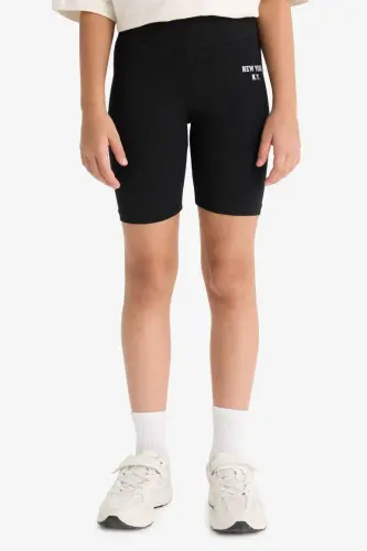 Girls Biker Leggings Black - 4