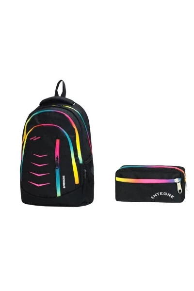 Girls Black Integrated 9737 2-Piece School Bag Set - Modazone
