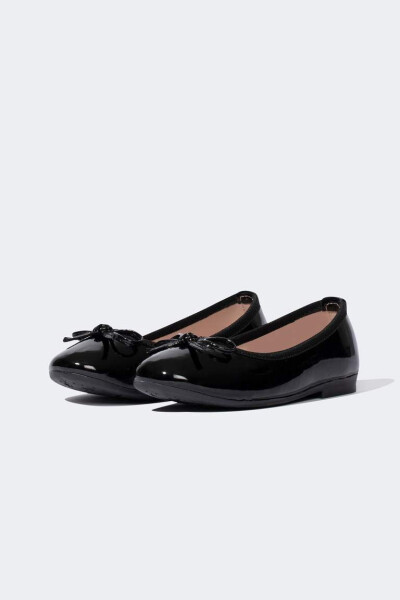 Girls' Black Patent Leather Ballerinas - 4