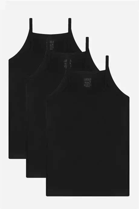 Girl's Black Tank Top Panty Set 3-Pack 100% Cotton - 2