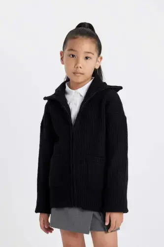 Girls' Black Zippered School Jacket C6924a824au - 3