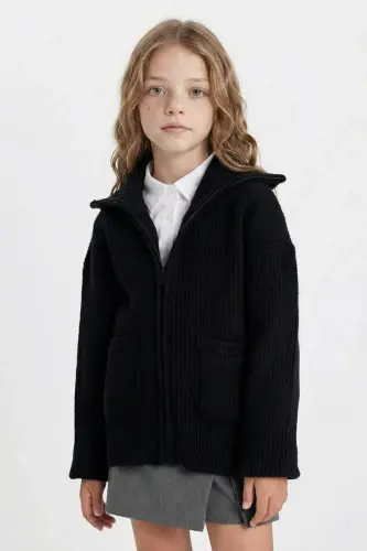 Girls' Black Zippered School Jacket C6924a824au - 1