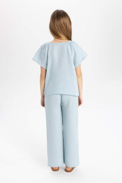 Girls' Blouse and Pants 2-Piece Set Light Blue - 6