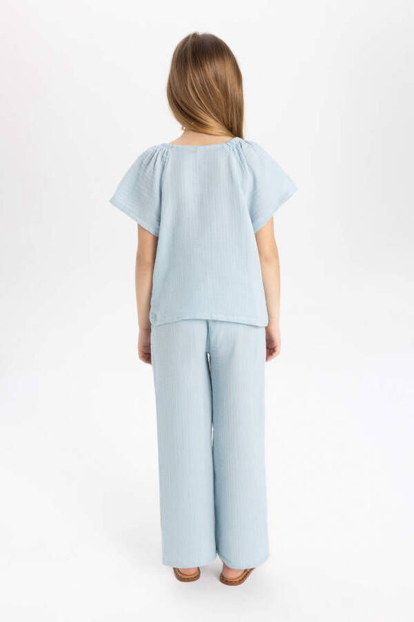 Girls' Blouse and Pants 2-Piece Set Light Blue - 6