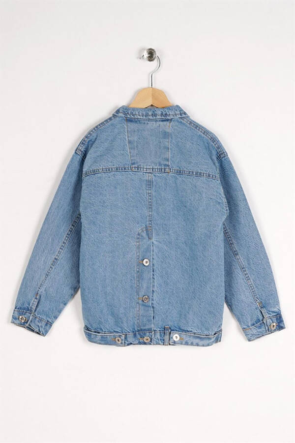 Girls Blue Button Detail Flap Pocket Denim Jacket - 11