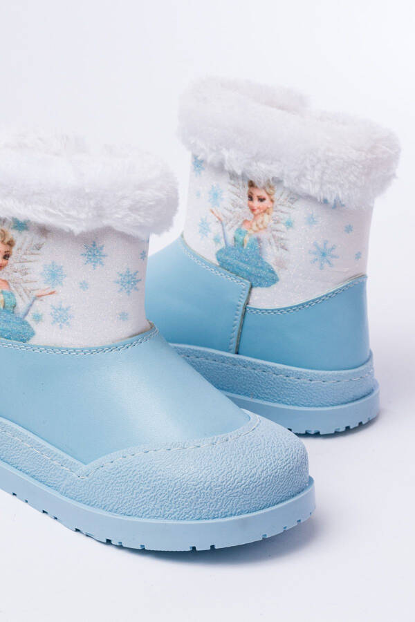 Girls' Blue Elsa Zippered Fuzzy Waterproof Boots - 3