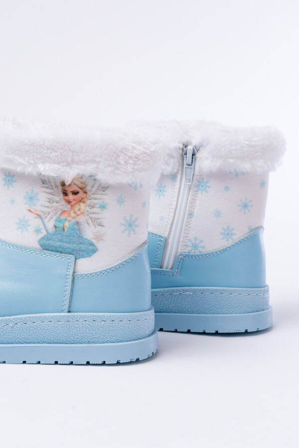 Girls' Blue Elsa Zippered Fuzzy Waterproof Boots - 4