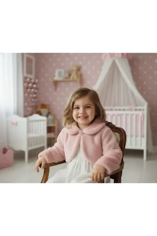 Girls' Bolero Fur Plush Kids Jacket - MELEK GOLDEN