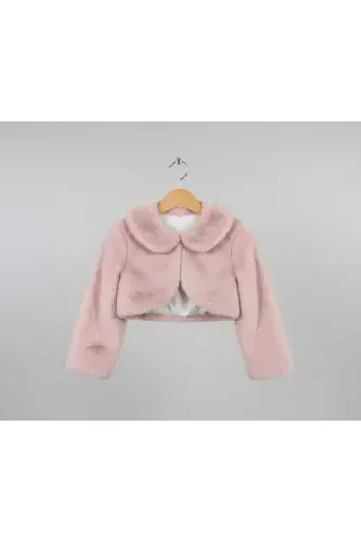 Girls' Bolero Fur Plush Kids Jacket - MELEK GOLDEN (1)