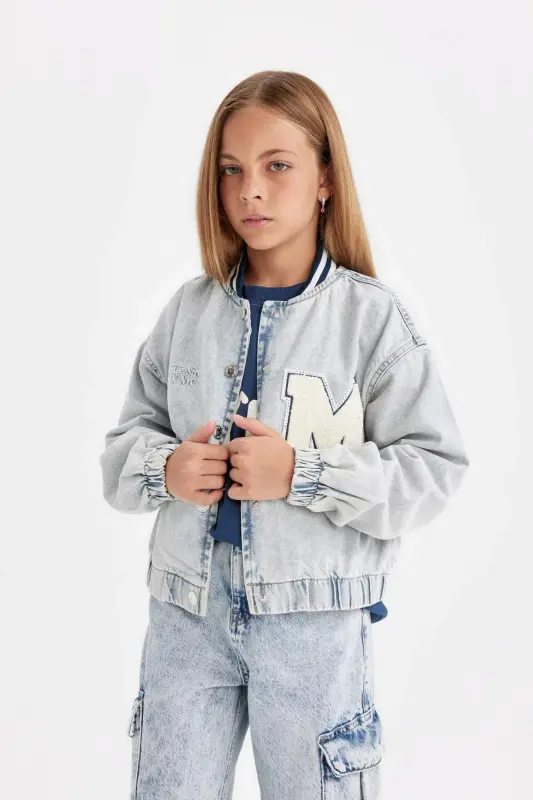 Girls' Bomber Jean Jacket C7485A824AU - 1