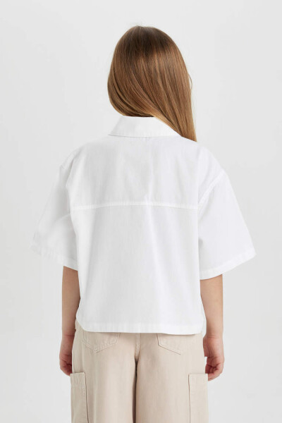 Girls' Boxy Fit Cotton Short Sleeve Shirt White - 13