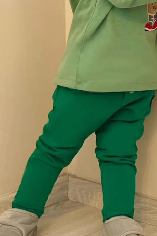 Girls & Boys bolalar uchun tugmali yengli cho'ntakli so'lak yutgichi, 9 oy - 3 yosh, yashil - 1