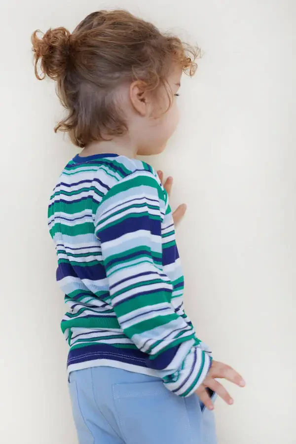 Girls & Boys Erkek Bebek Uzun Kollu Tişört Renkli Çizgili 9 Ay-3 Yaş, Karışık Renk - 2