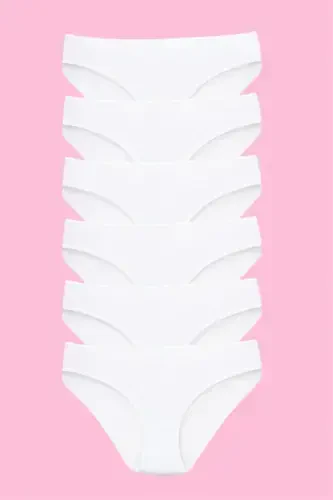 Girls Briefs White 100% Cotton Pack of 6 - BÜYÜKBEDENIZ (1)