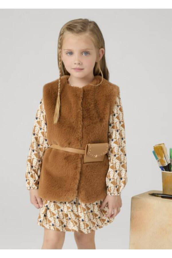 Girls' Brown Plush Vest 04365 - 1