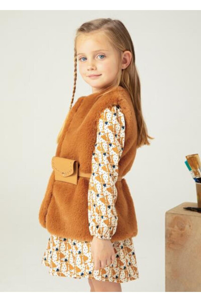 Girls' Brown Plush Vest 04365 - 2